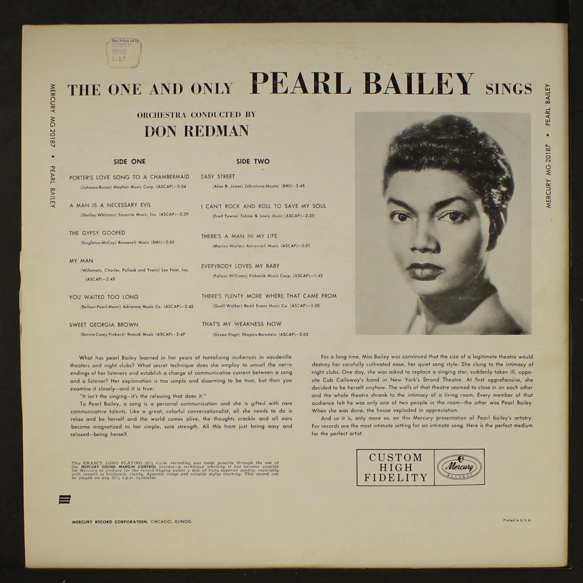the one and only sings by PEARL BAILEY