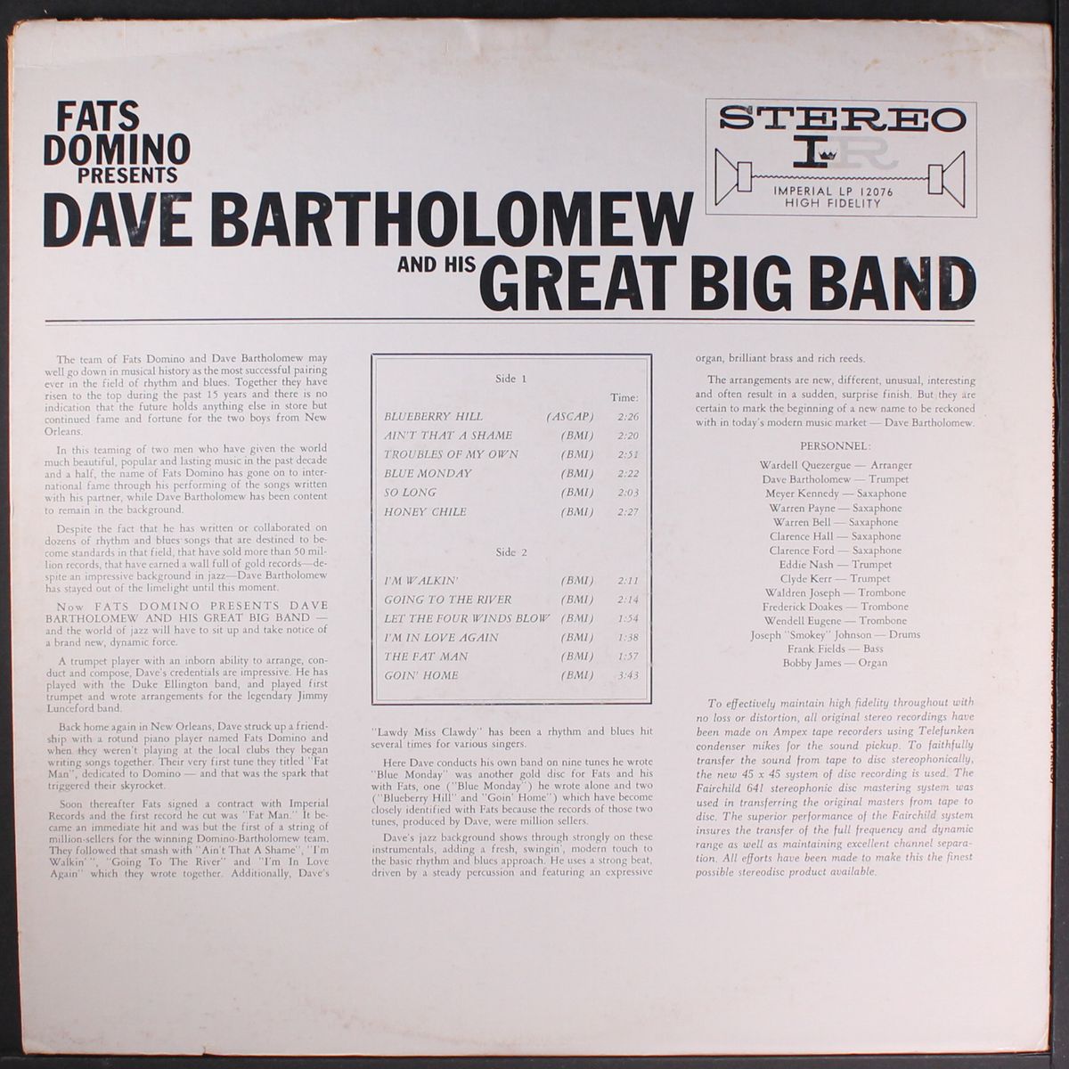 fats domino presents by DAVE BARTHOLOMEW