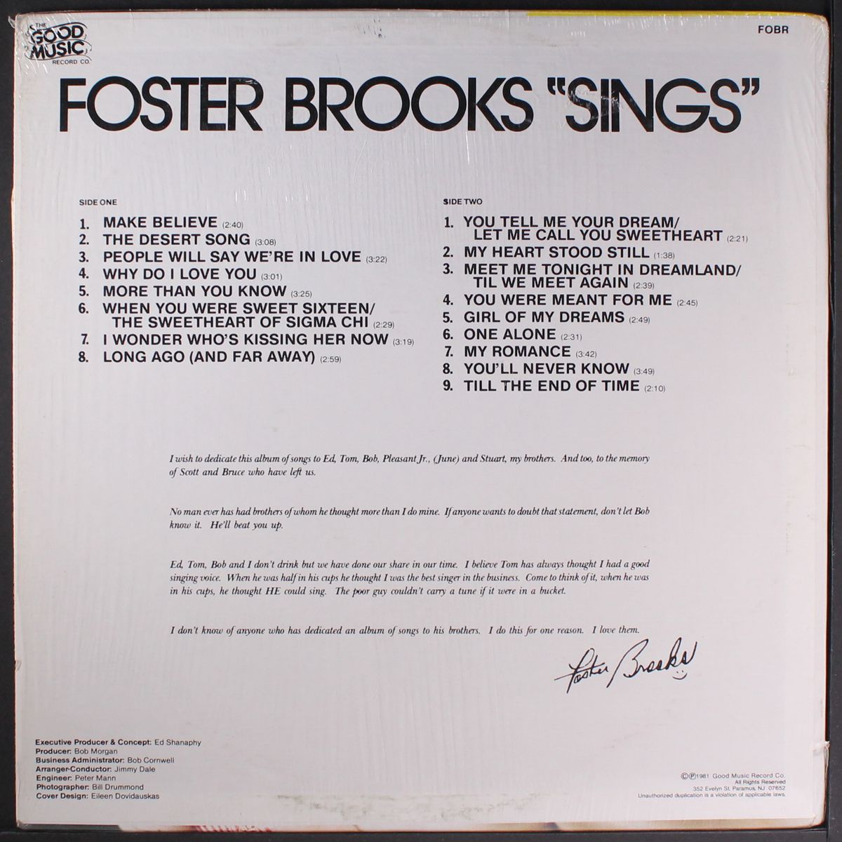 sings by FOSTER BROOKS