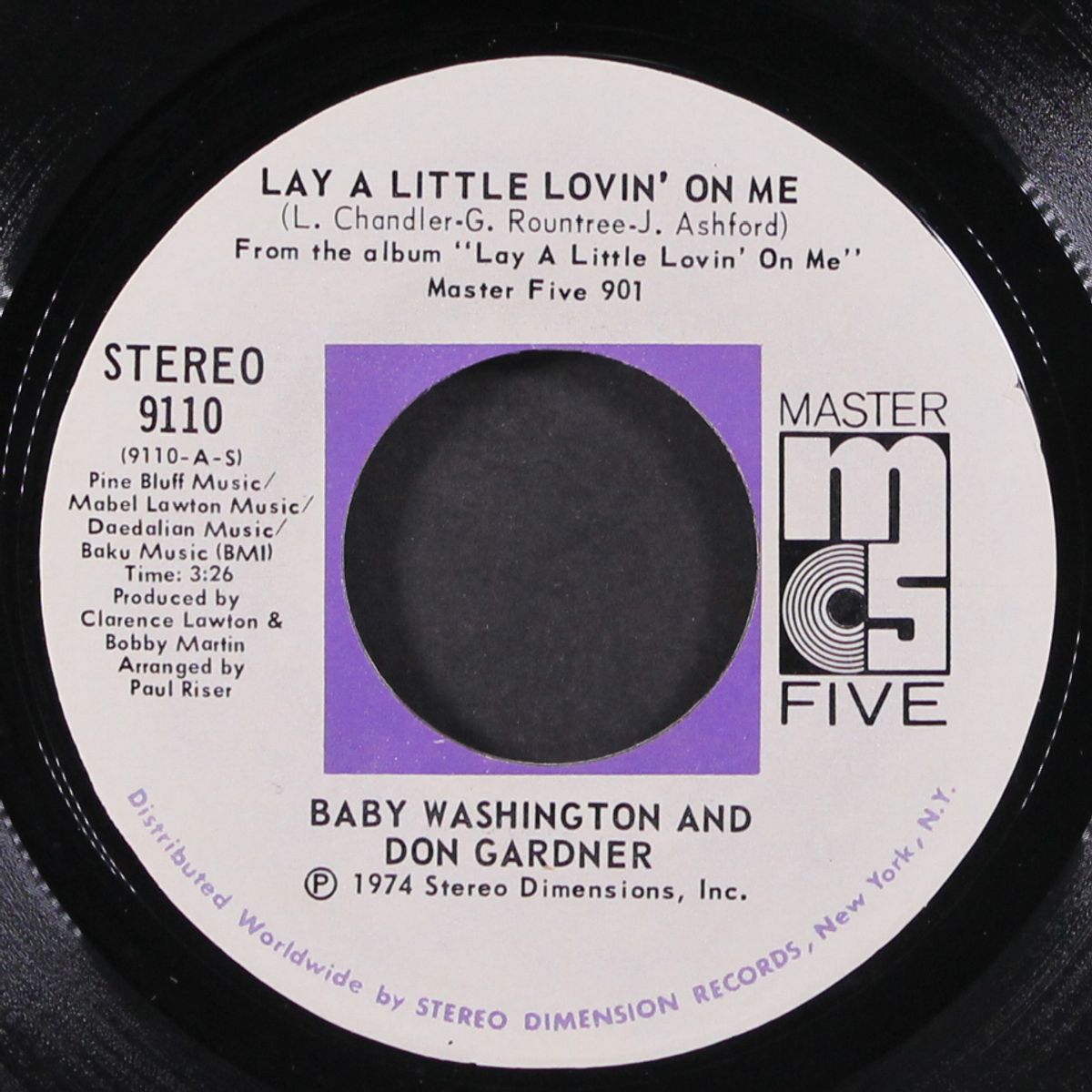 lay a little lovin' on me / baby let me get close to you by BABY WASHINGTON & DON GARDNER