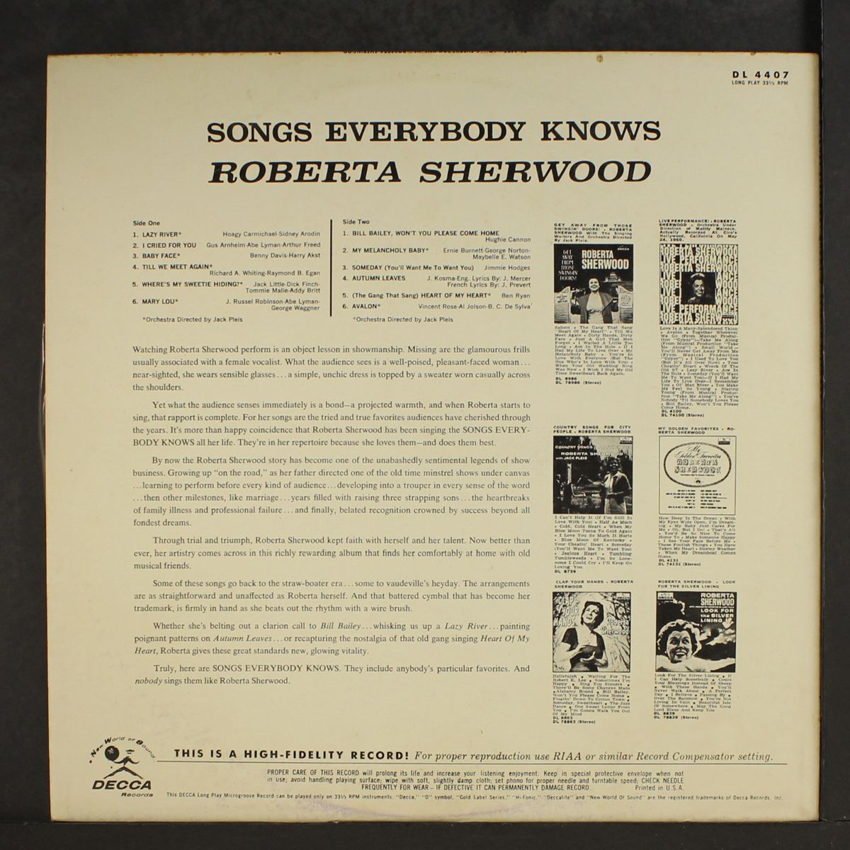 songs everybody knows by ROBERTA SHERWOOD