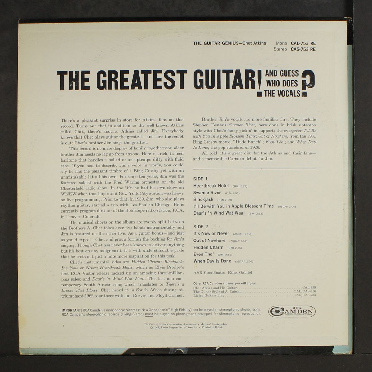 the guitar genius by CHET ATKINS