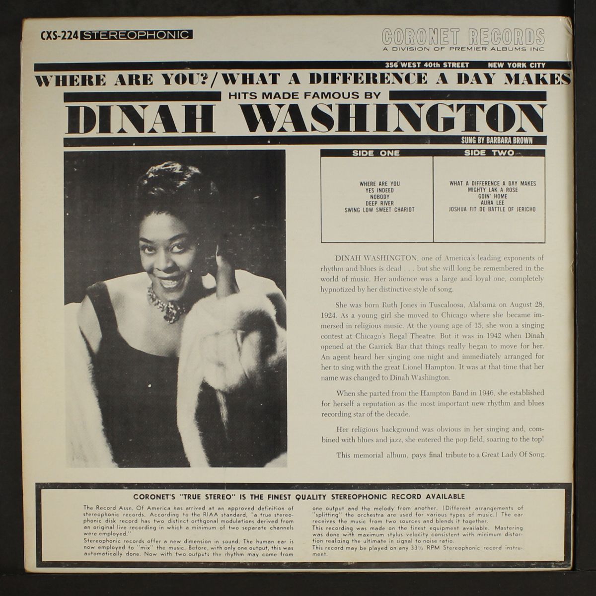 hits made famous by dinah washington by BARBARA BROWN