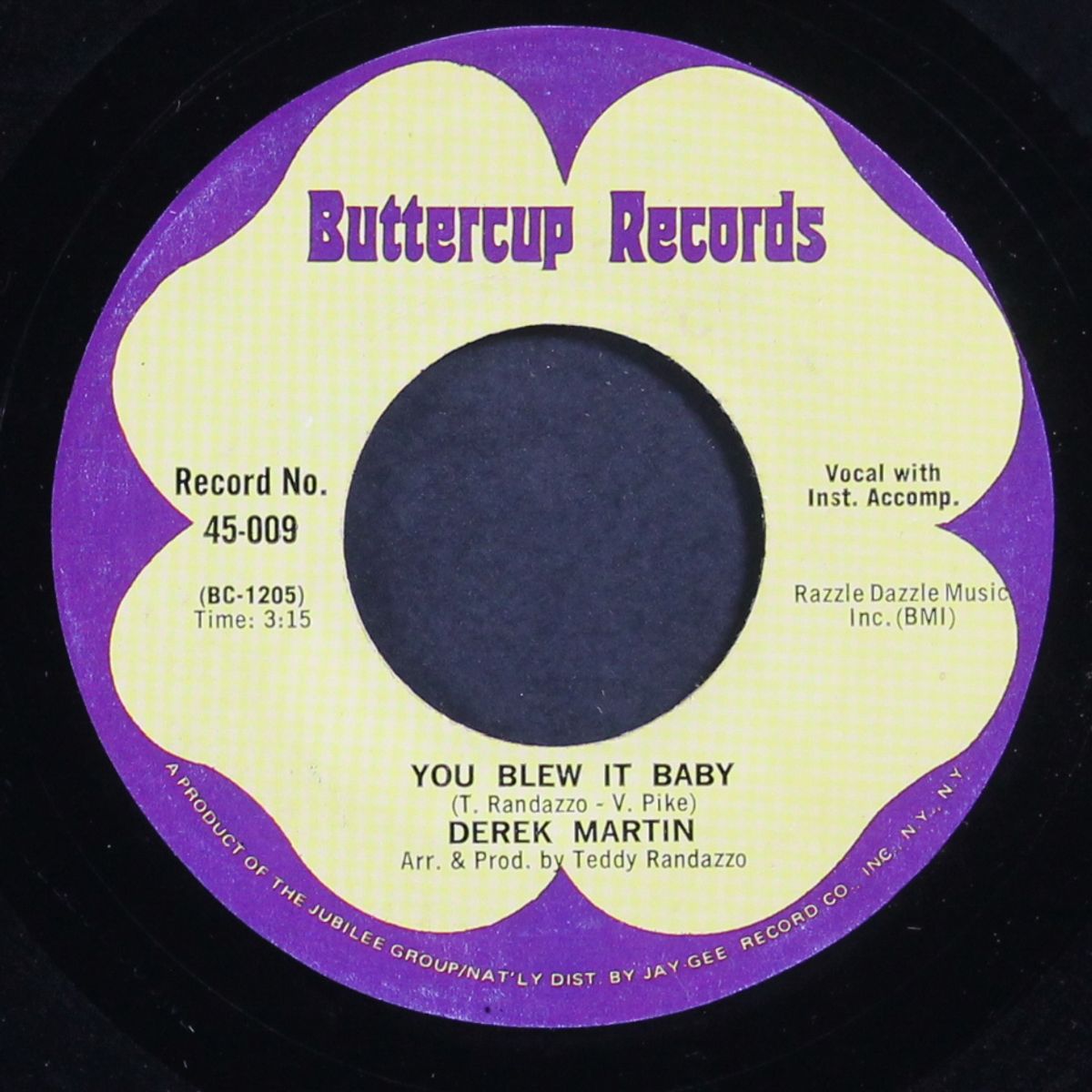 you blew it baby / moving hands of time by DEREK MARTIN