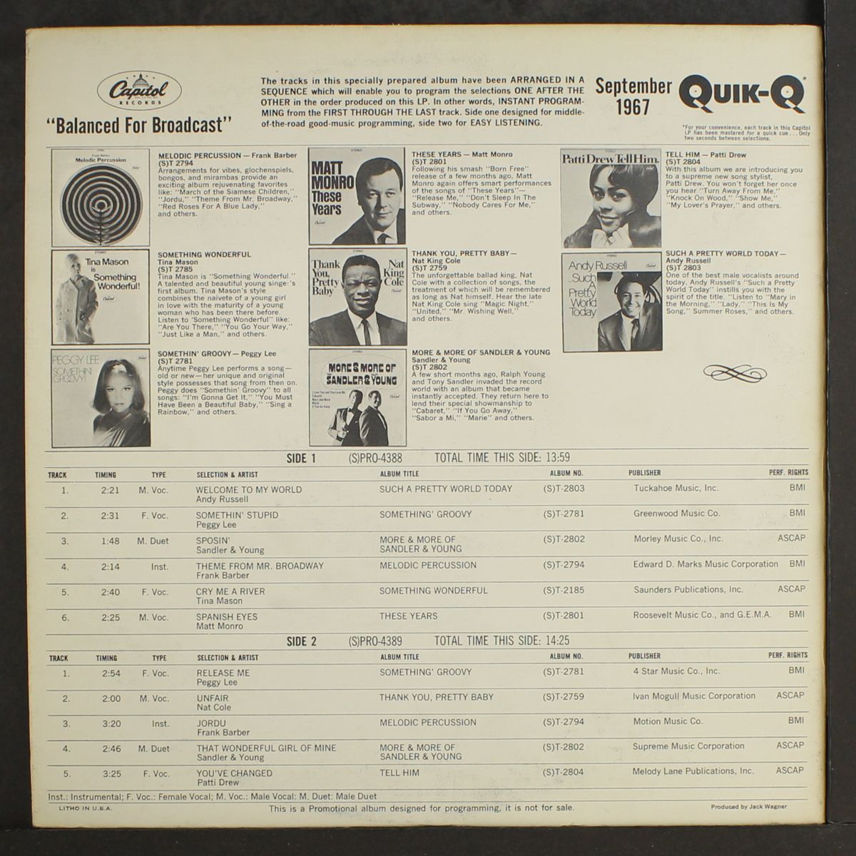 balanced for broadcast: sept. 1967 by VARIOUS