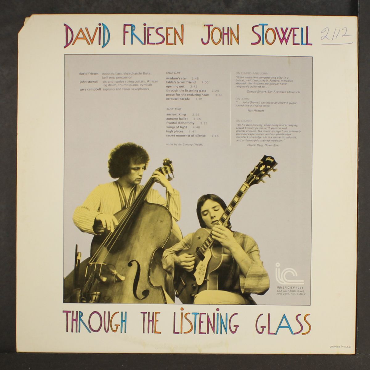 through the listening glass by DAVID FRIESEN & JOHN STOWELL
