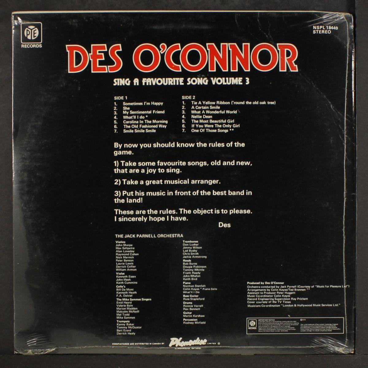 sing a favourite song, vol. 3 by DES O'CONNOR