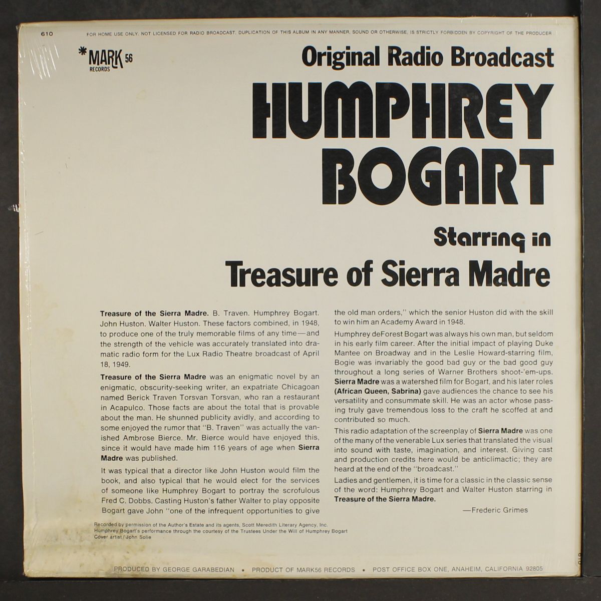 treasure of sierra madre by ORIGINAL RADIO BROADCAST