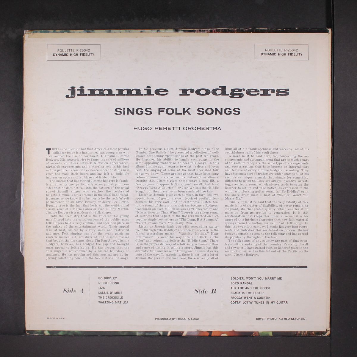 sings folk songs by JIMMIE RODGERS