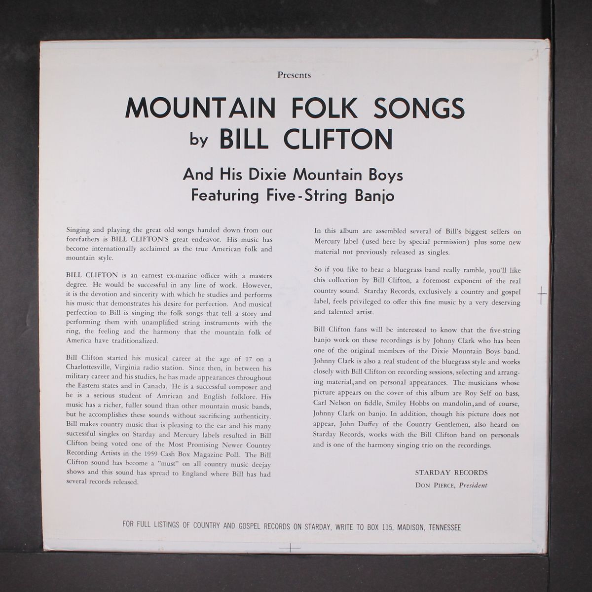 mountain folk songs by BILL CLIFTON