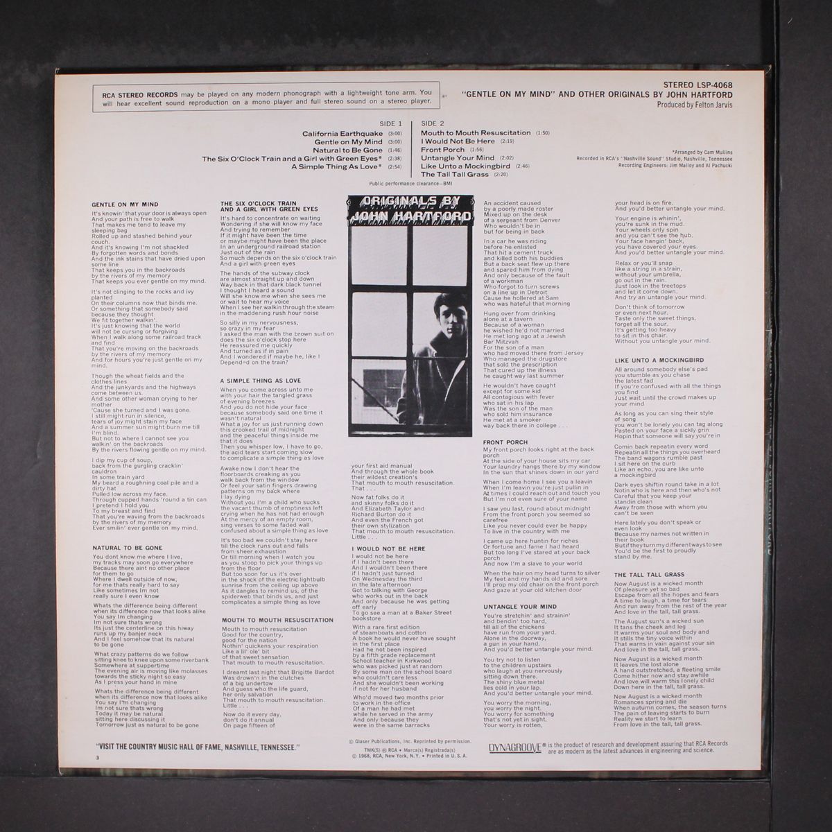 gentle on my mind by JOHN HARTFORD