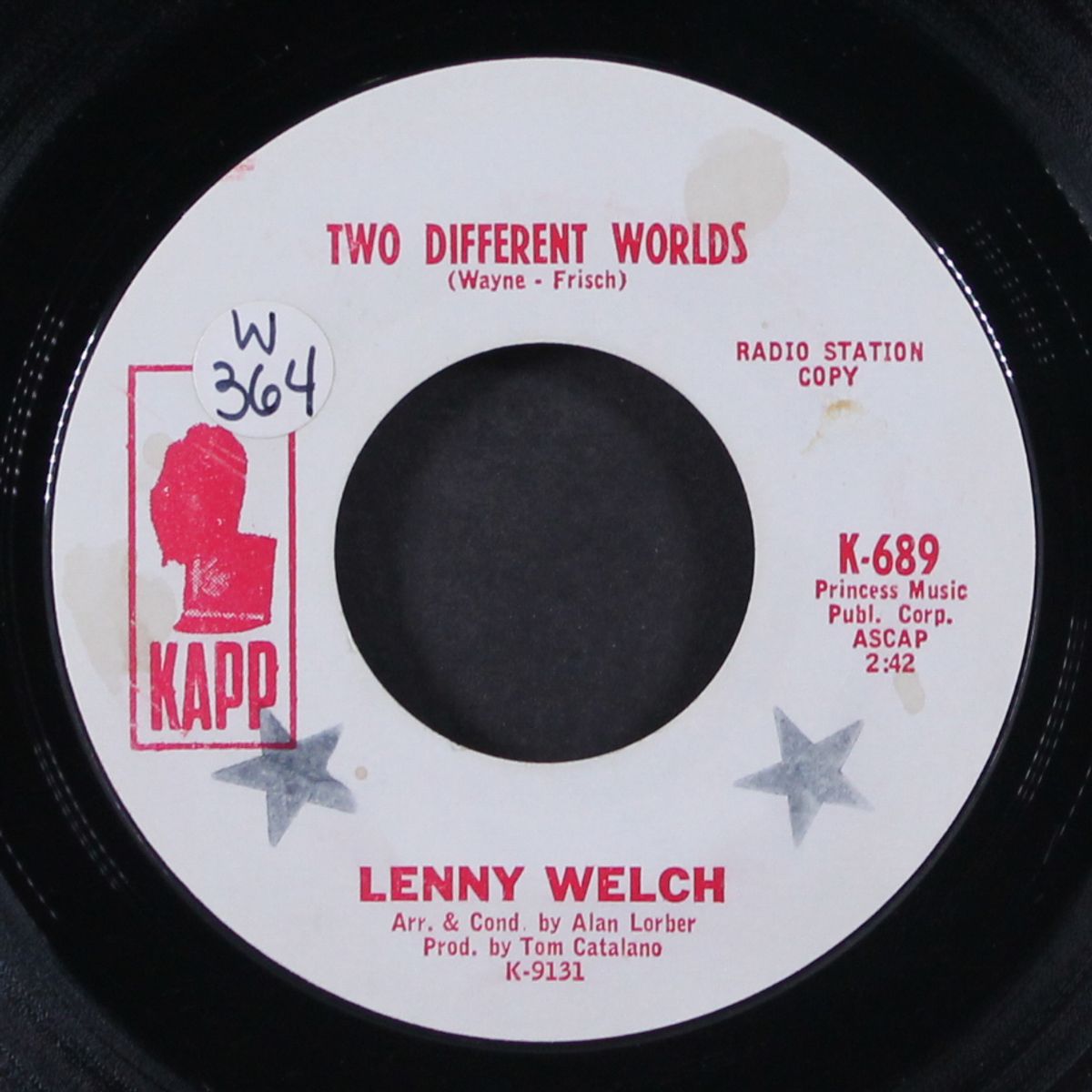 i was there / two different worlds by LENNY WELCH