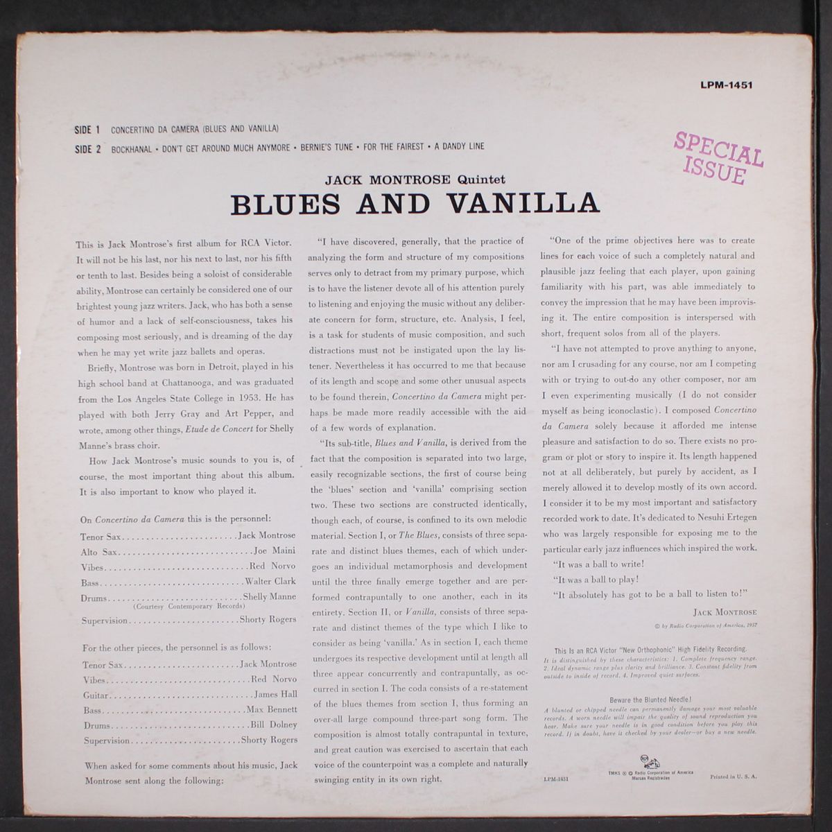 blues and vanilla by JACK MONTROSE