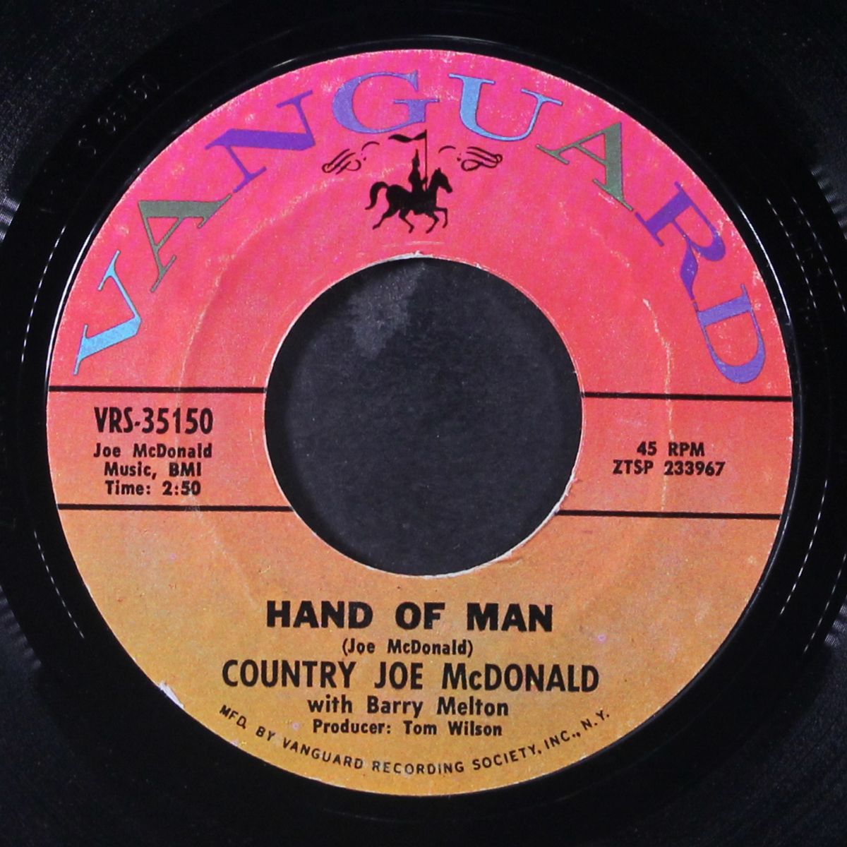 hang on / hand of man by COUNTRY JOE MCDONALD