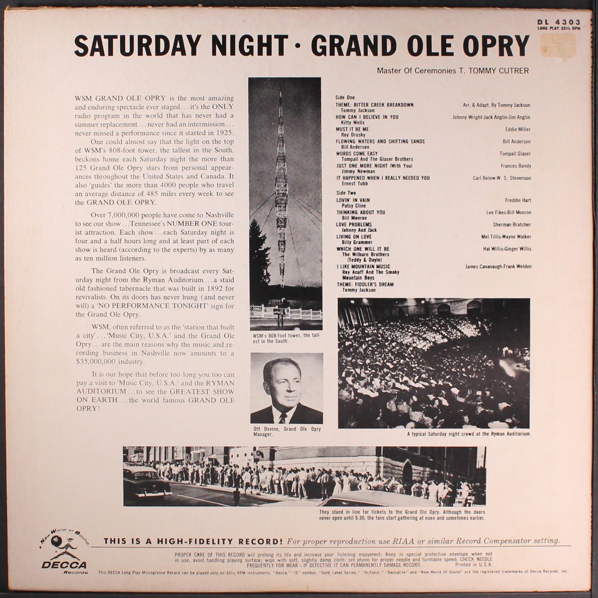 saturday night grand ole opry by VARIOUS