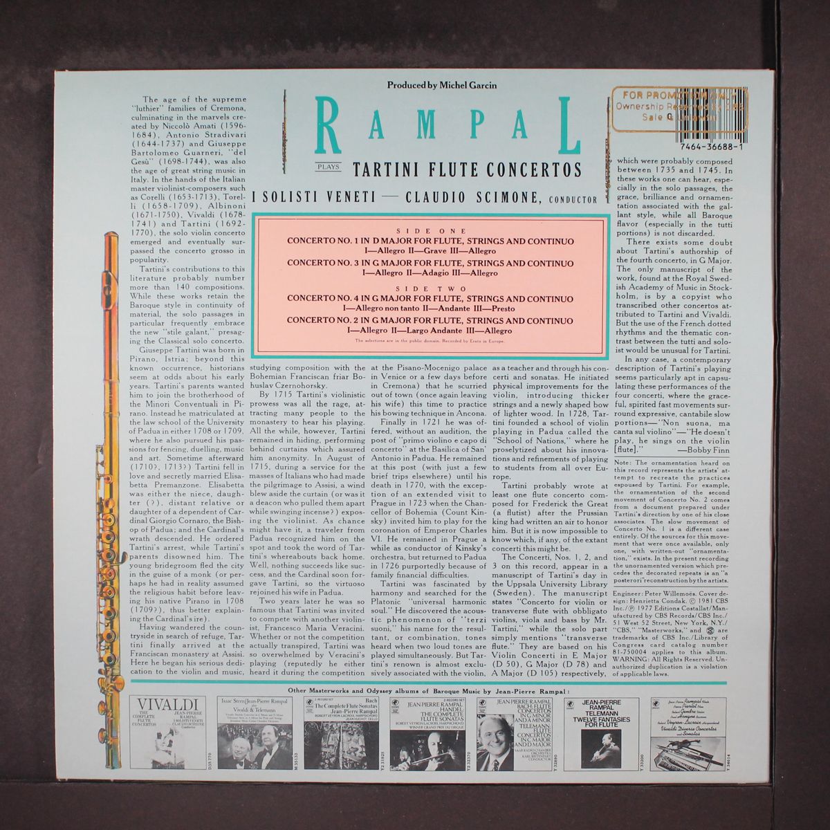 tartini flute concertos by JEAN-PIERRE RAMPAL