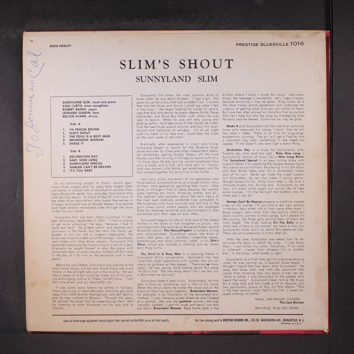 slim's shout by SUNNYLAND SLIM