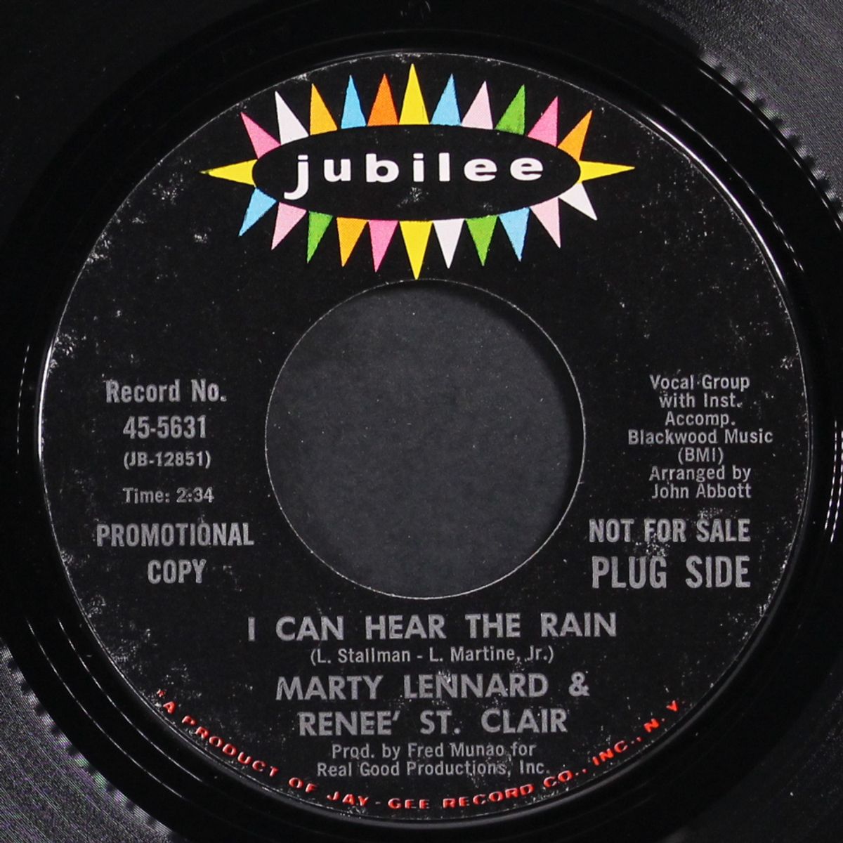 i can hear the rain / harmonica man by MARTY LENNARD & RENEE ST CLAIR