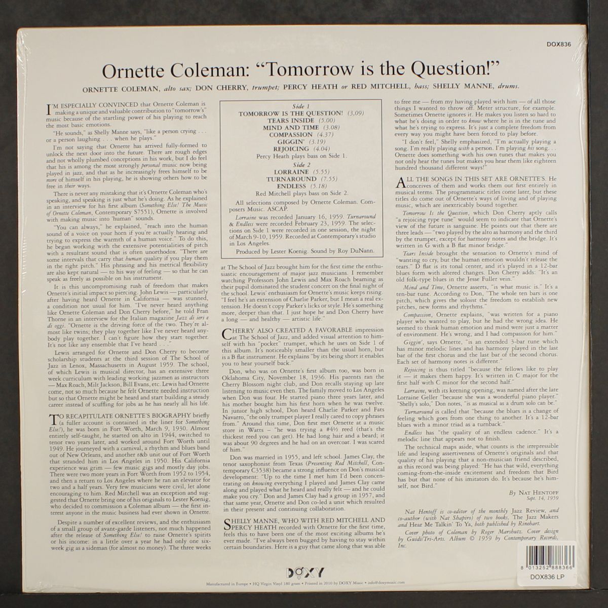 tomorrow is the question! by ORNETTE COLEMAN