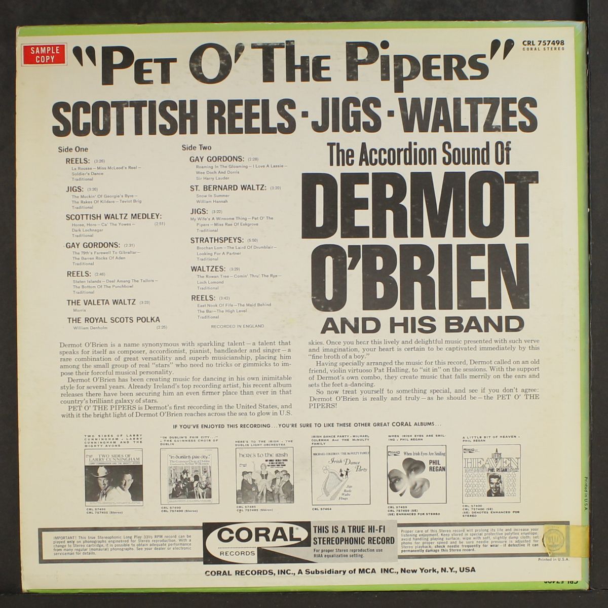 pet o' the pipers by DERMOT O'BRIEN