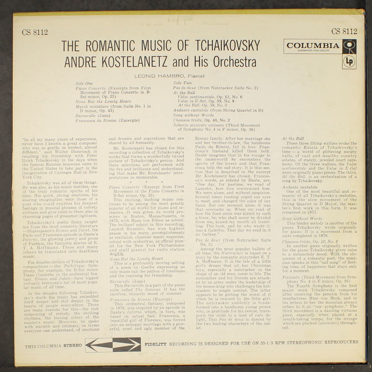 the romantic music of tchaikovsky by ANDRE KOSTELANETZ