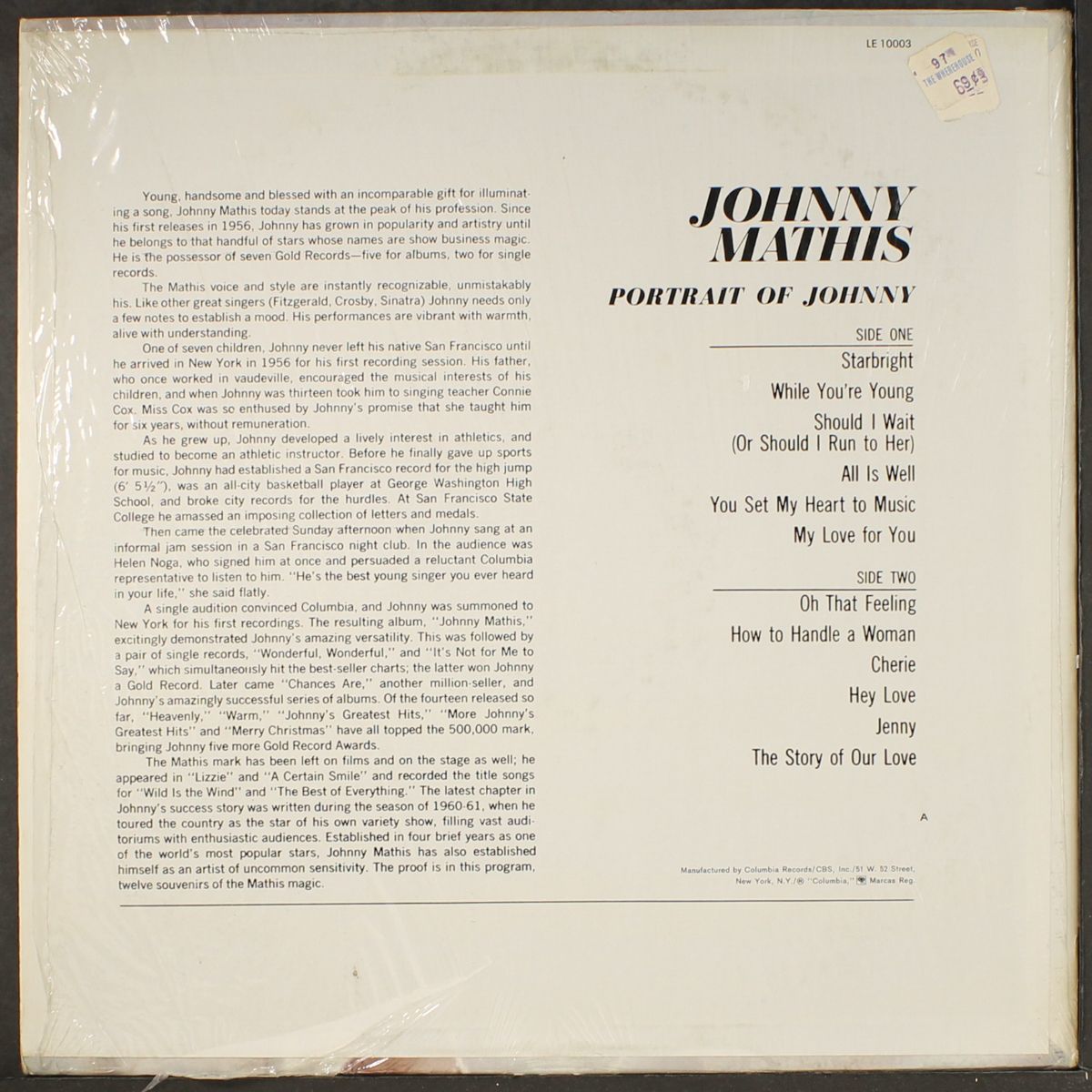 portrait of by JOHNNY MATHIS