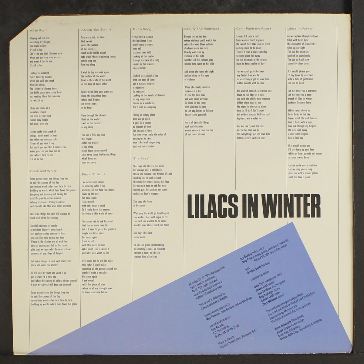 lilacs in winter by LYA BADGLEY