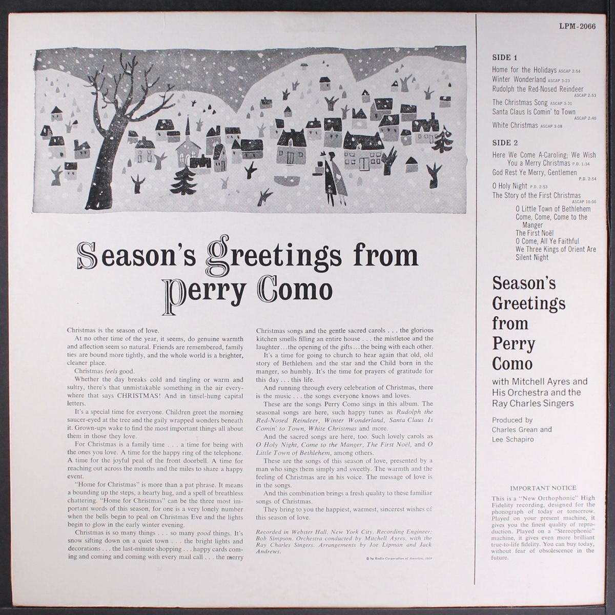season's greetings from by PERRY COMO