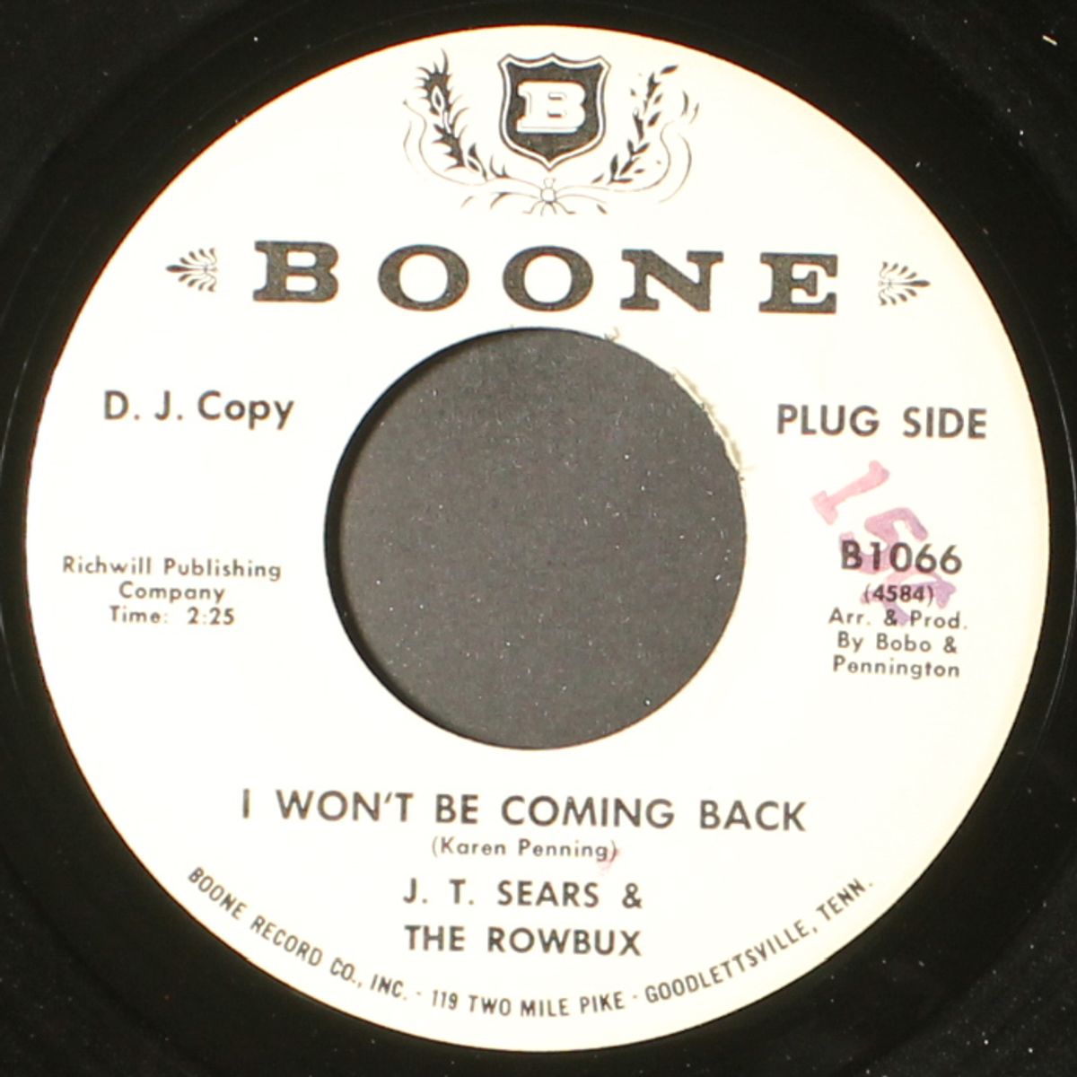 i won't be coming back / from the heart of freedom's best by J.T. SEARS & ROWBUX