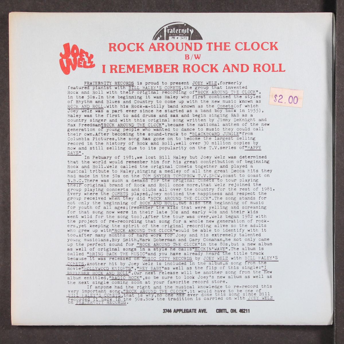 rock around the clock / i remember rock and roll by JOEY WELZ