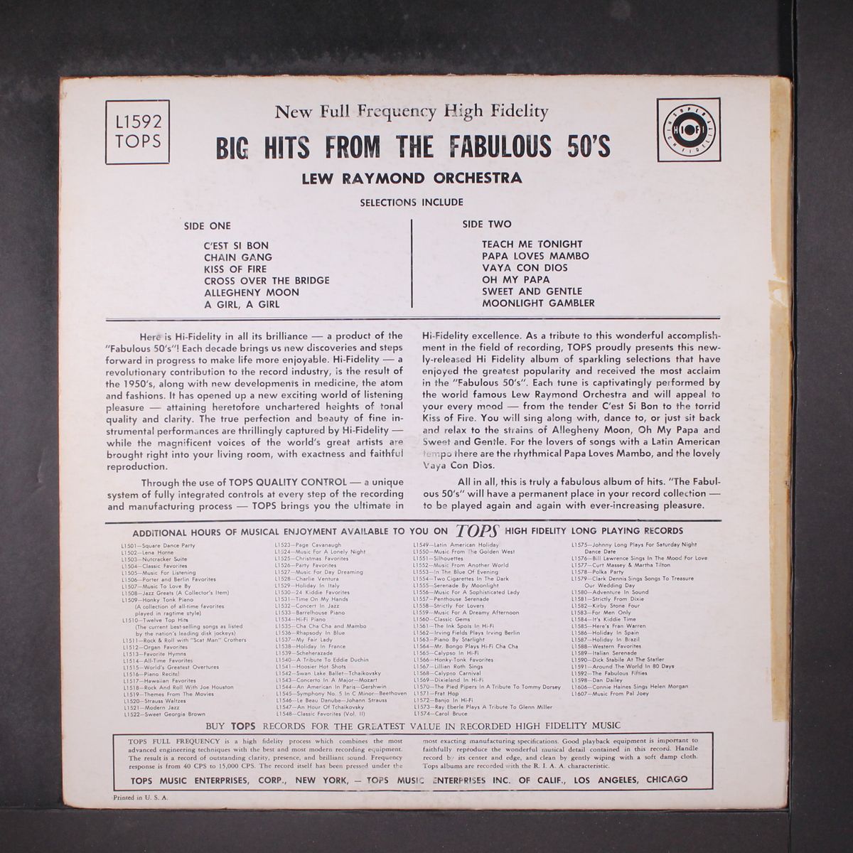 big hits from the fabulous 50's by LEW RAYMOND