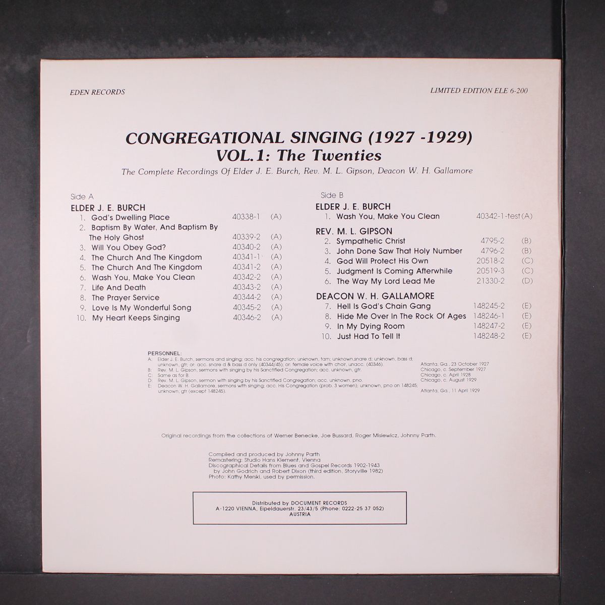 congregational singing (1927-1929 vol. 1 : the twenties) by VARIOUS
