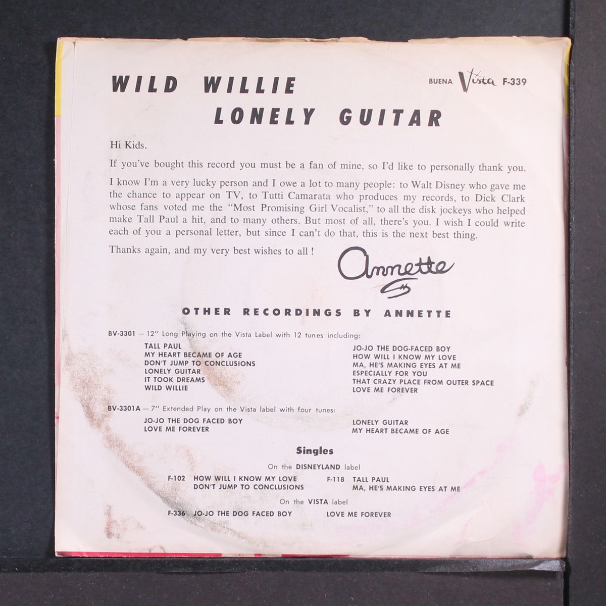 lonely guitar / wild willie by ANNETTE