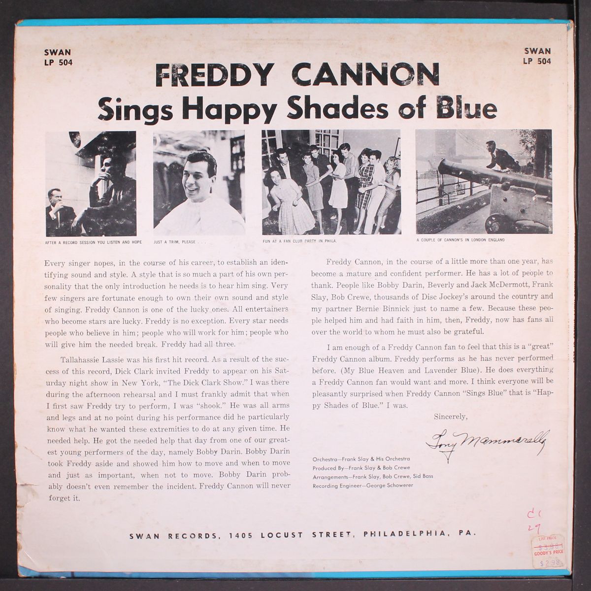 sings happy shades of blue by FREDDY CANNON