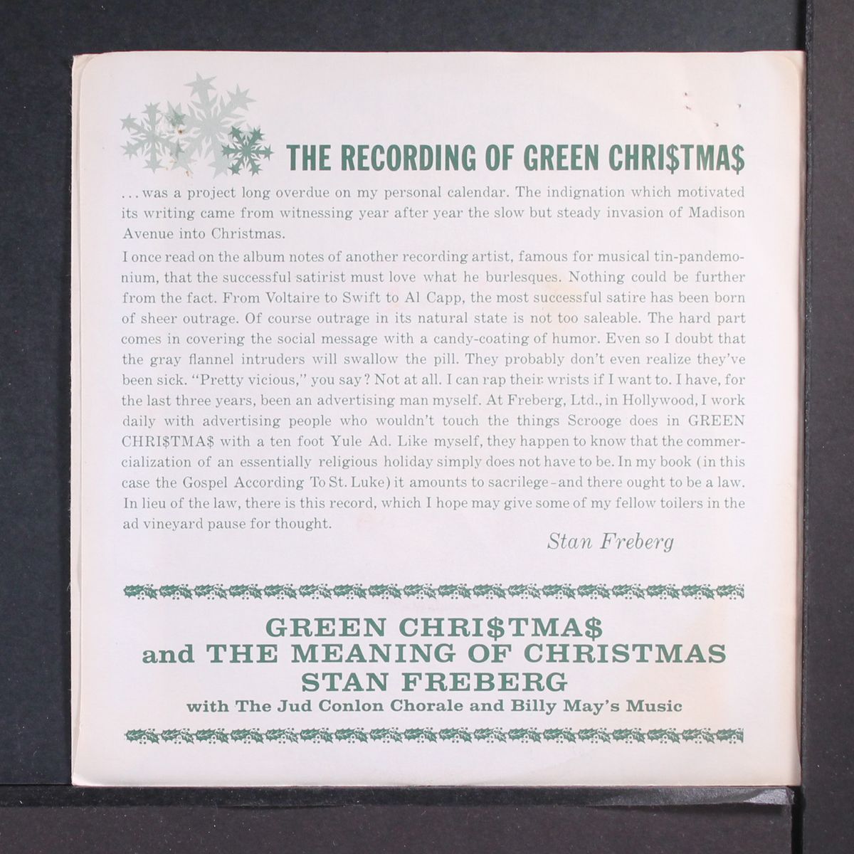 green christmas / the meaning of christmas by STAN FREBERG