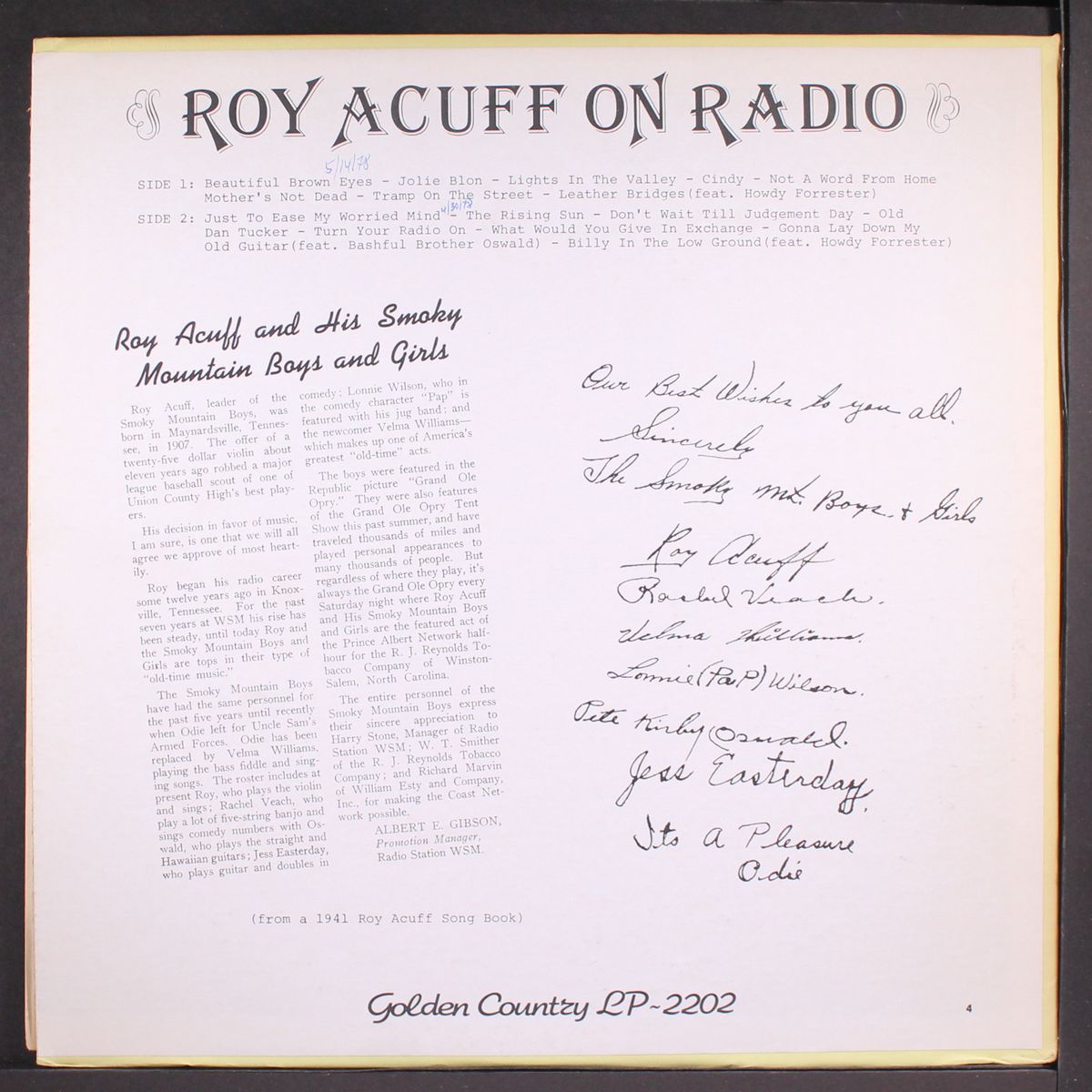 on radio, 1953 by ROY ACUFF