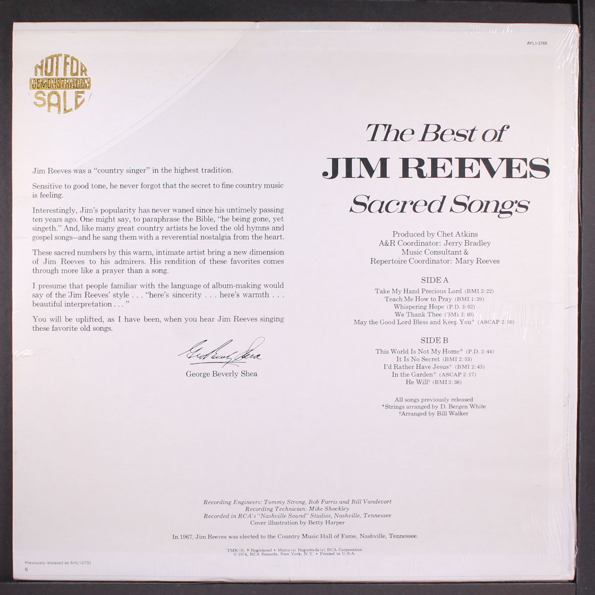 the best of sacred songs by JIM REEVES