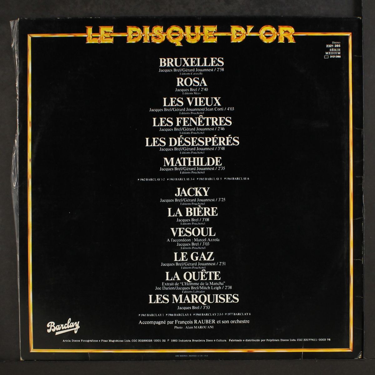 le disque d'or de . . . vol. 1 by JACQUES BREL