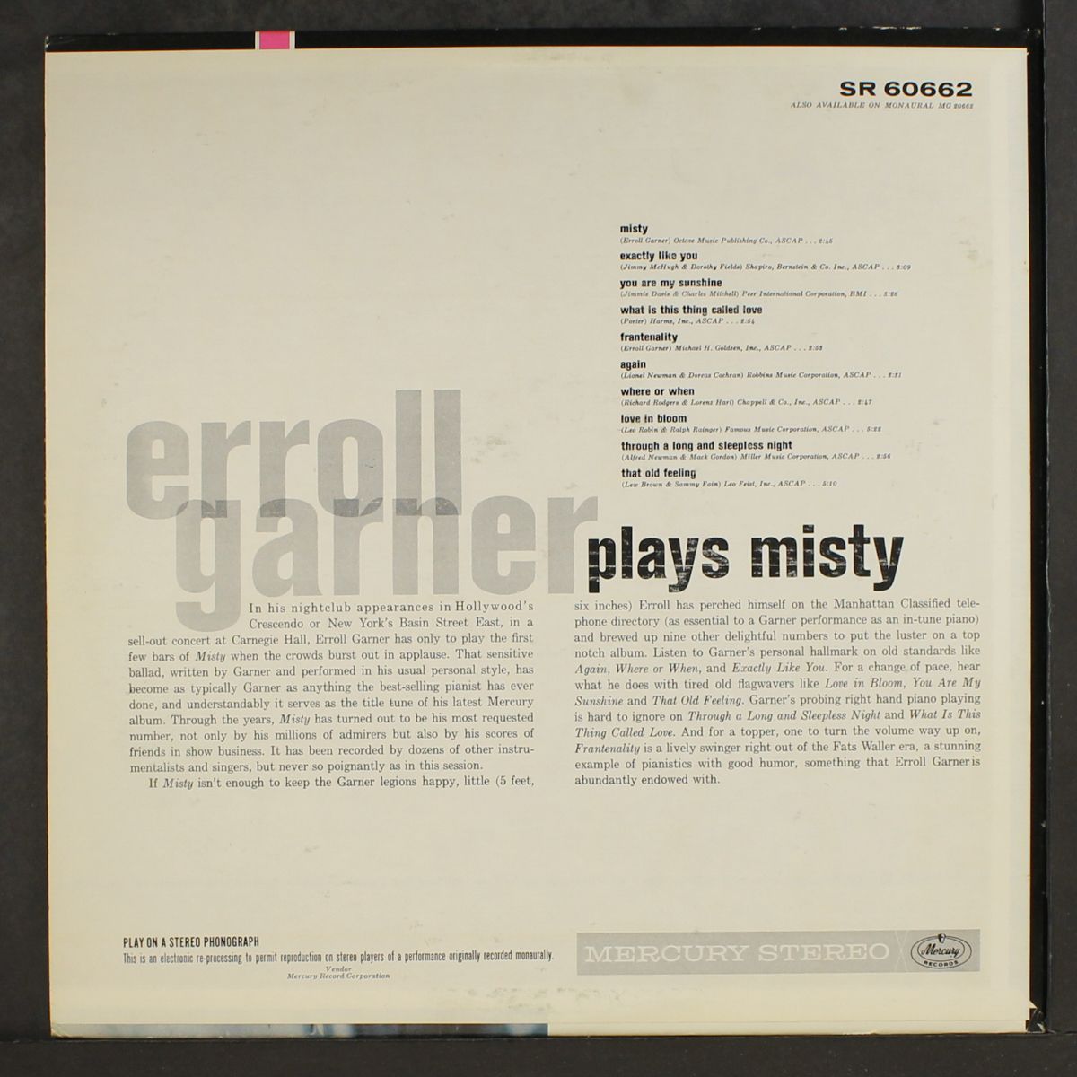plays misty by ERROLL GARNER