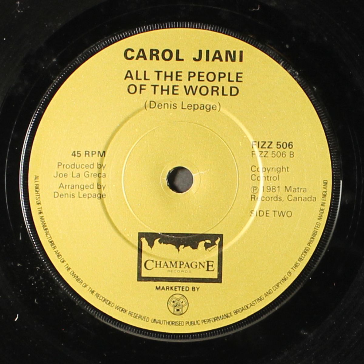 hit 'n' run lover / all the people of the world by CAROL JIANI