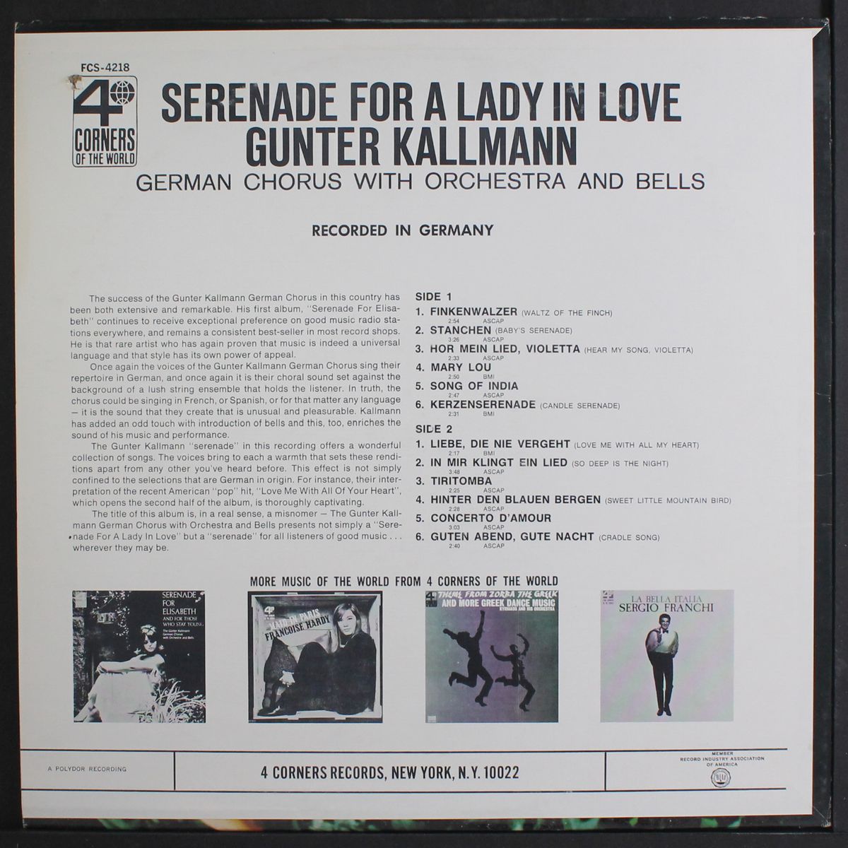 serenade for a lady in love by GUNTER KALLMANN CHORUS