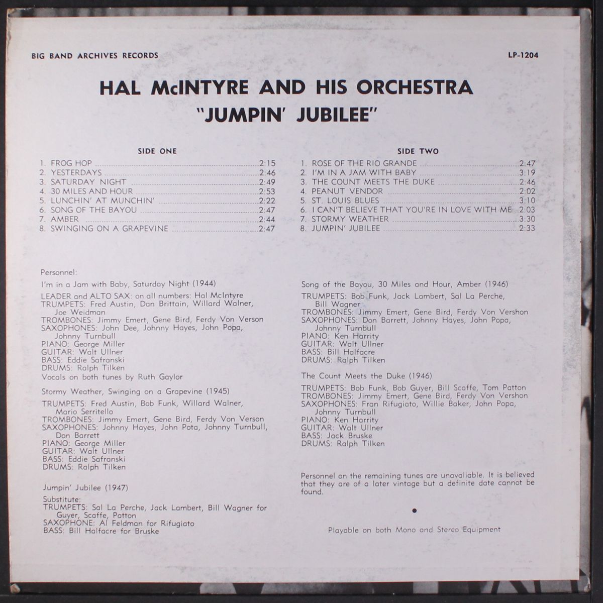 jumpin' jubilee by HAL MCINTYRE
