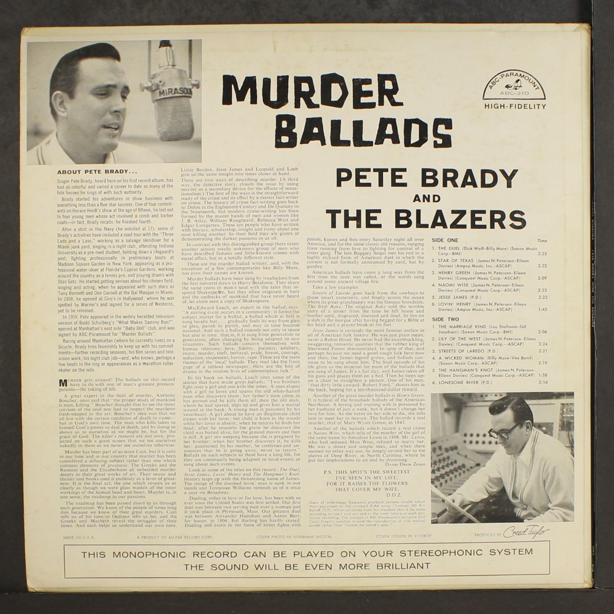 murder ballads by PETE BRADY