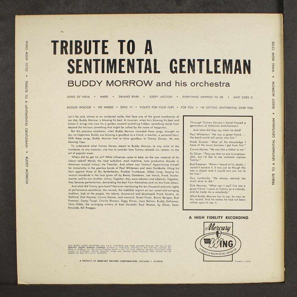 a tribute to a sentimental gentleman by BUDDY MORROW