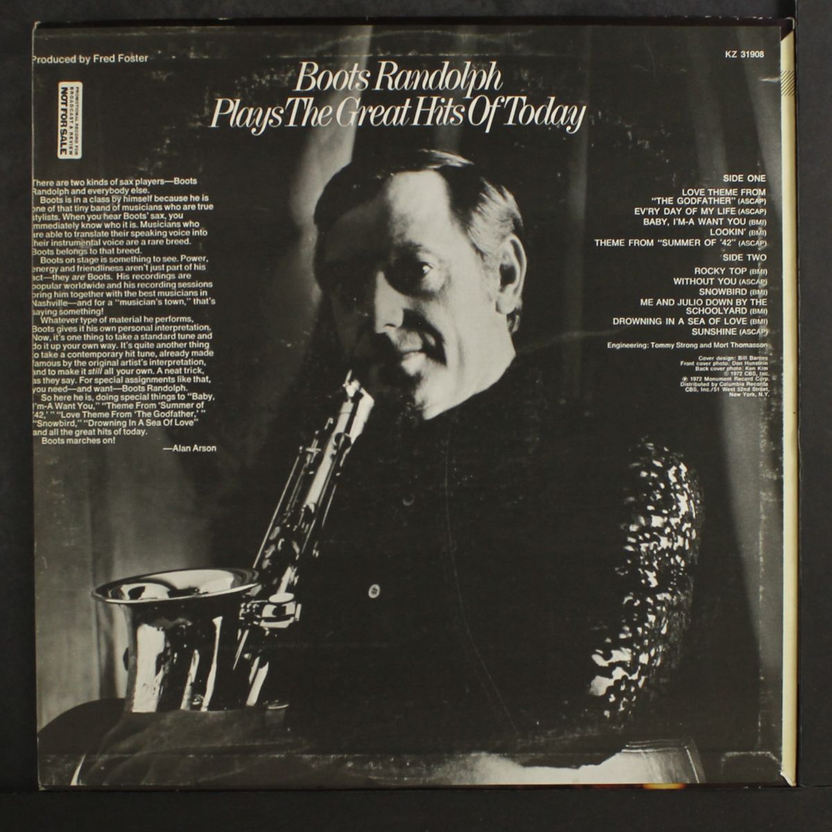 plays the great hits of today by BOOTS RANDOLPH