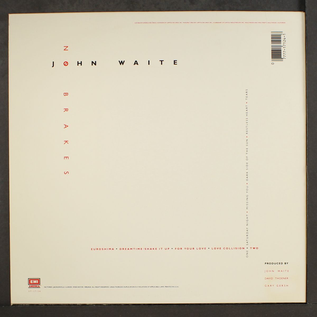 no brakes by JOHN WAITE