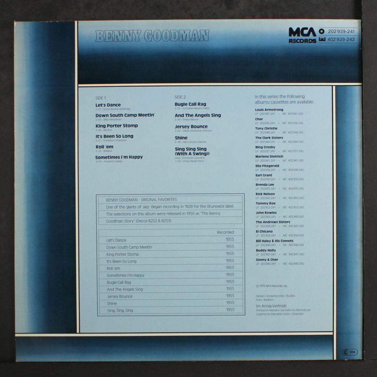 original favorites by BENNY GOODMAN