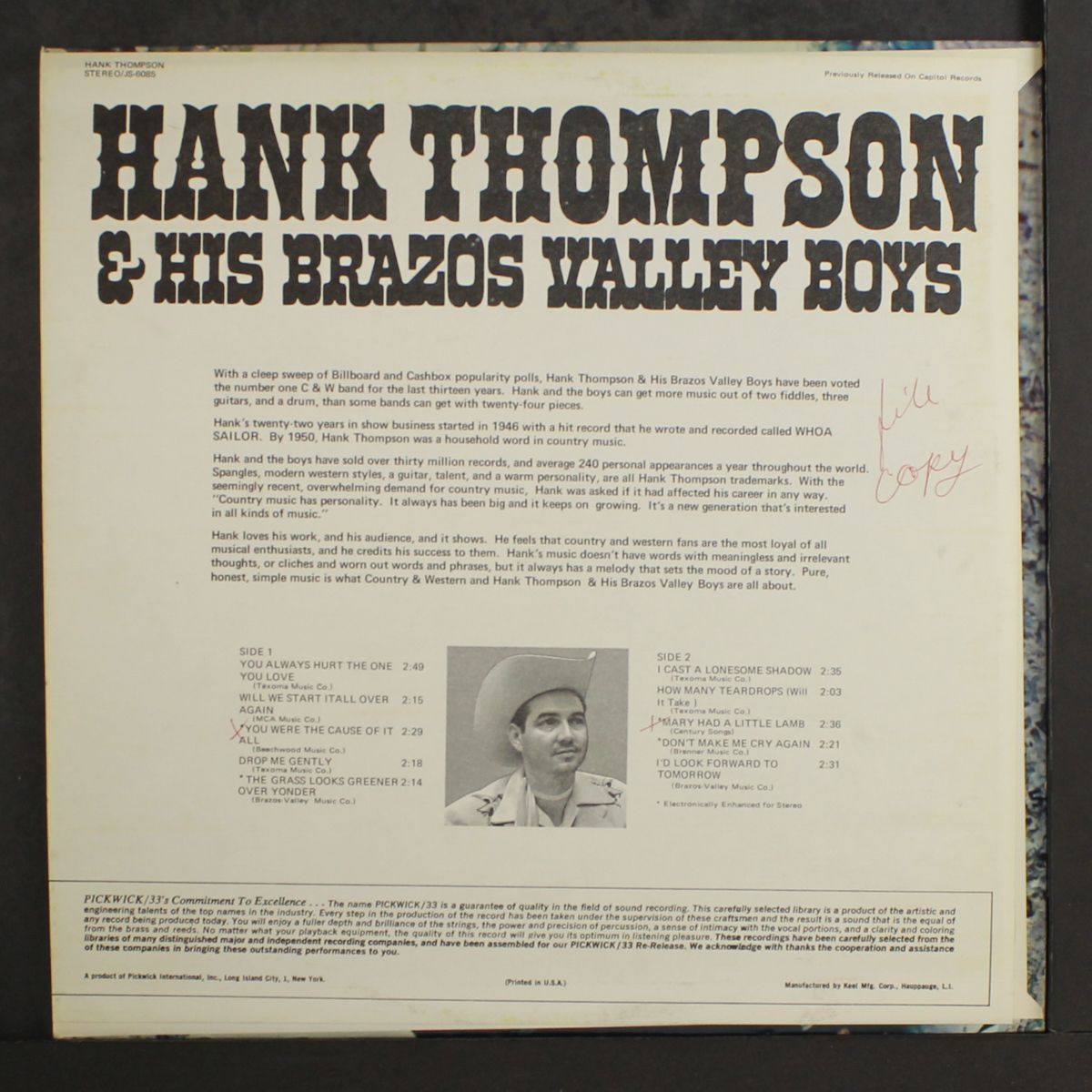 you always hurt the one you love by HANK THOMPSON