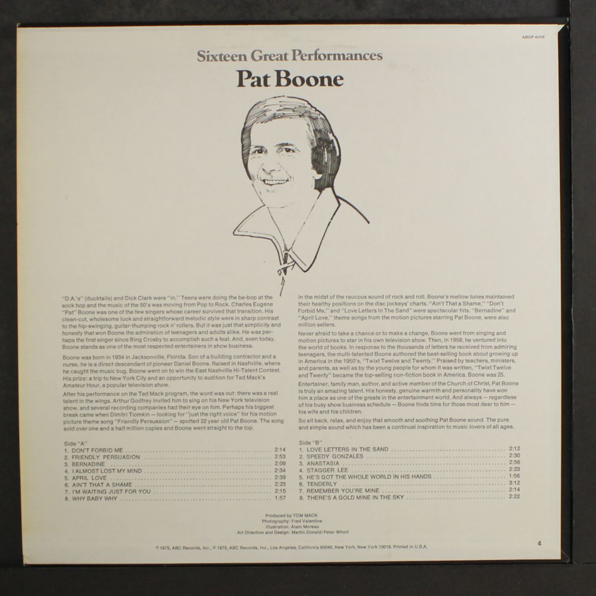 16 great perfomances by PAT BOONE