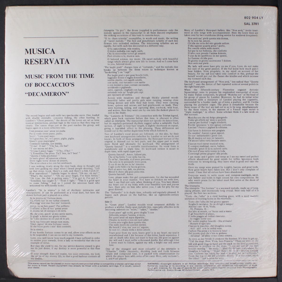 music from the time of boccacio's decameron by MUSICA RESERVATA